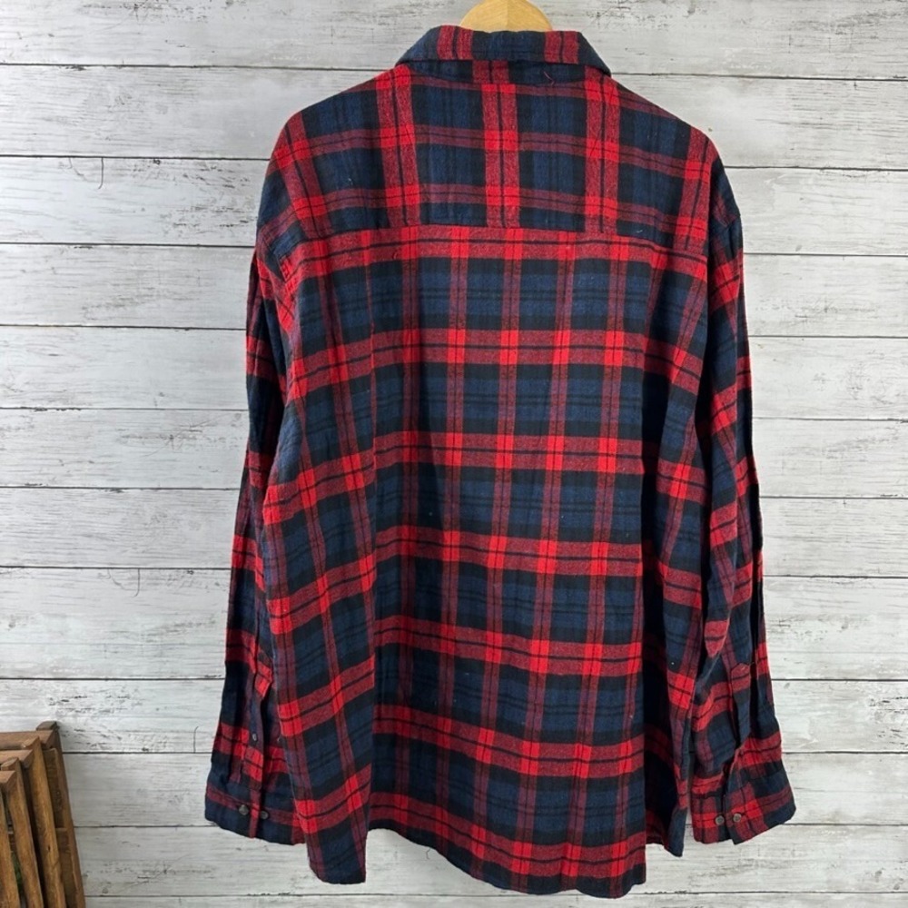 Men's Flannel Shirt Jackson Hole Size 2XL NWT Red Blue Plaid Outdoor Lumberjack - Picture 7 of 10